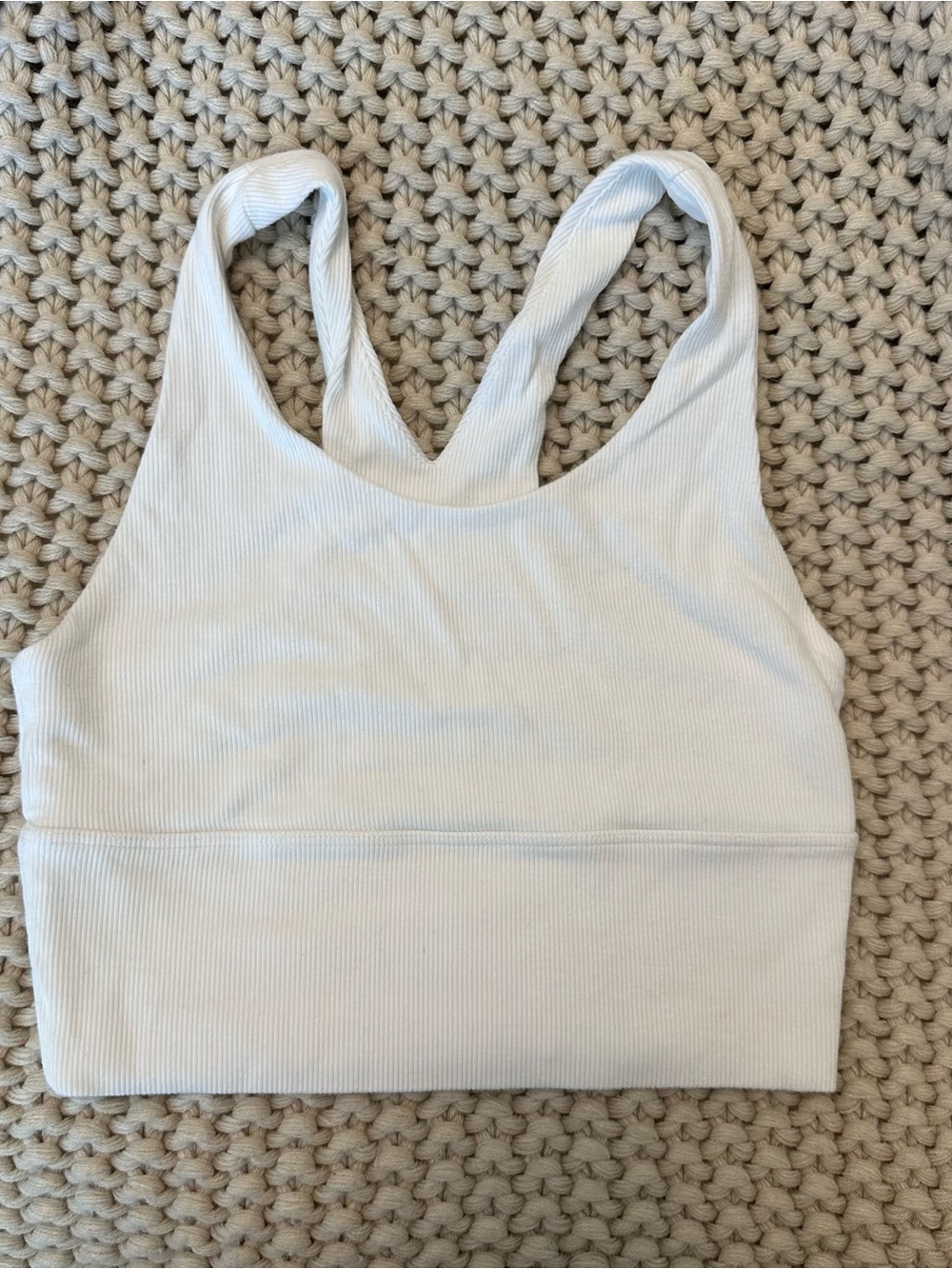Joah Brown White Ribbed Cropped Tank